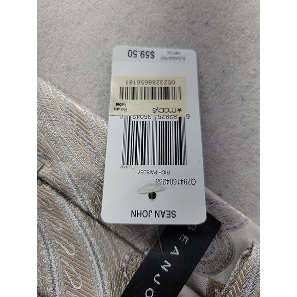 NEW - Sean John Rich Paisley Silk Neck Tie Metallic Silver Jaquard NWT $59.50 - Picture 7 of 11